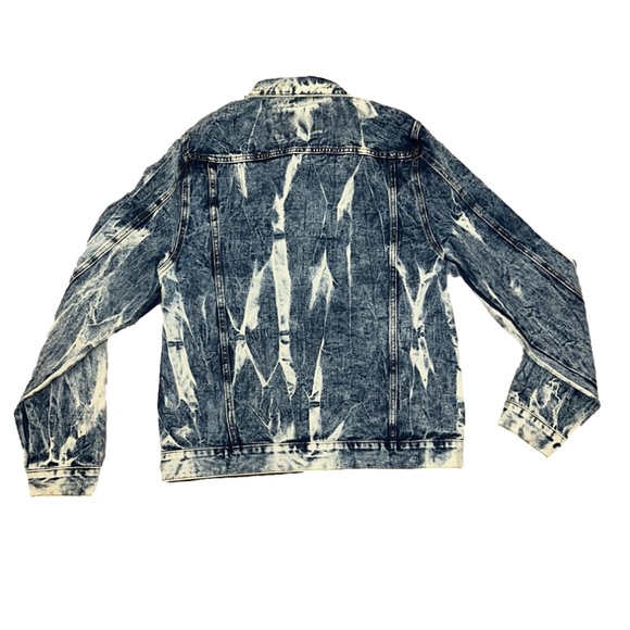 Rolling Paper Acid Wash Distressed Denim Jean Jacket Blend Unisex size Large✨ - Picture 12 of 16